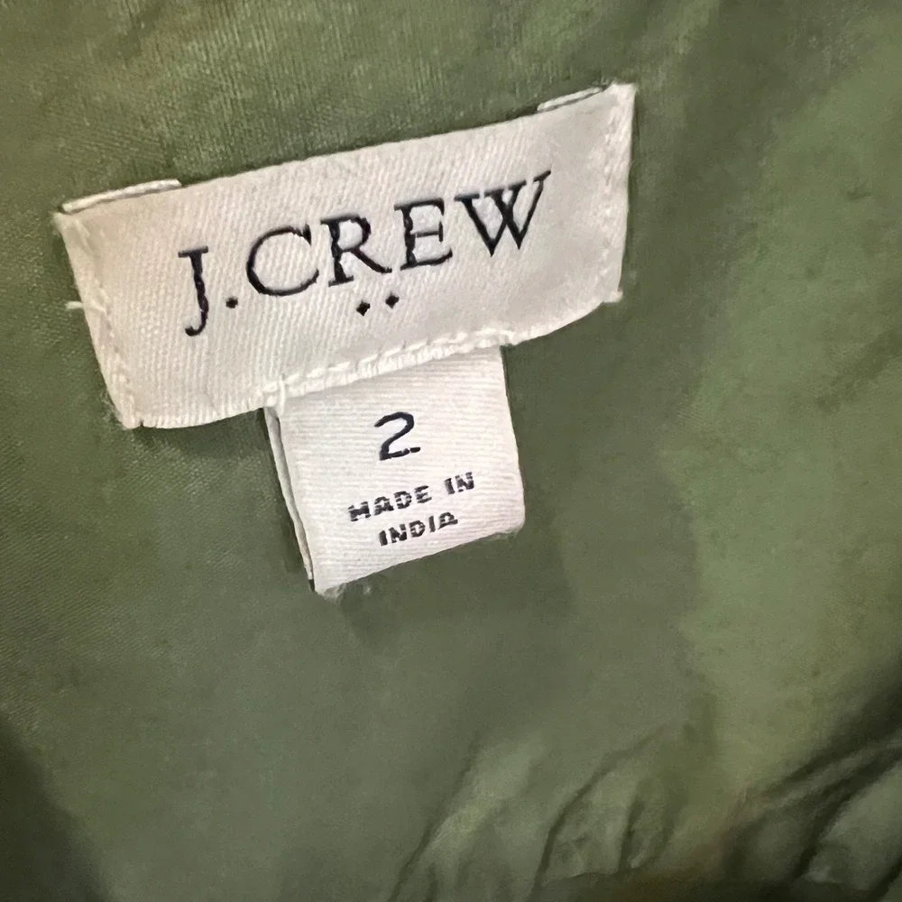 J.Crew Womens Olive Green Cotton Poplin Sleeveless Tie Waist Shirt Dress Size 2 - Picture 4 of 5